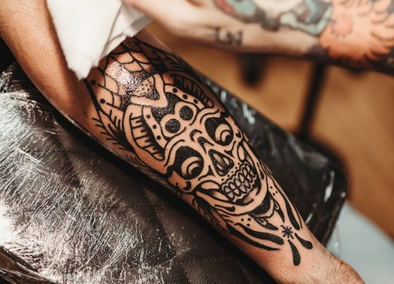 Skull Tattoo on the Arm of a Man